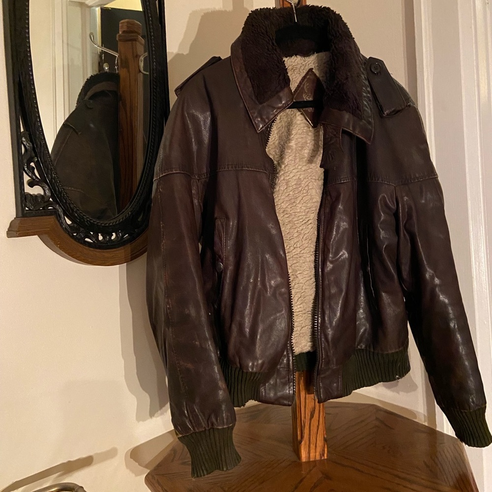 Ericson of Sweden Brown Leather Bomber Jacket